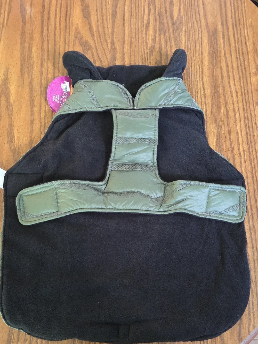 Petrageous Olive Green Quilted Dog Puffer Coat with Pocket Detail